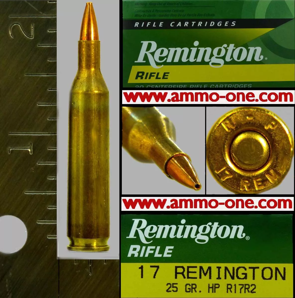 .17 Remington by Remington, JHP,One Cartridge not a Box! NEW ! Bright, NO Dents!Not Junk from a show or collection! – Ammo-One1