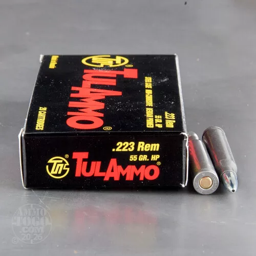 223 Remington Ammunition for Sale. Tula Cartridge Works 55 Grain Hollow Point - 20 Rounds