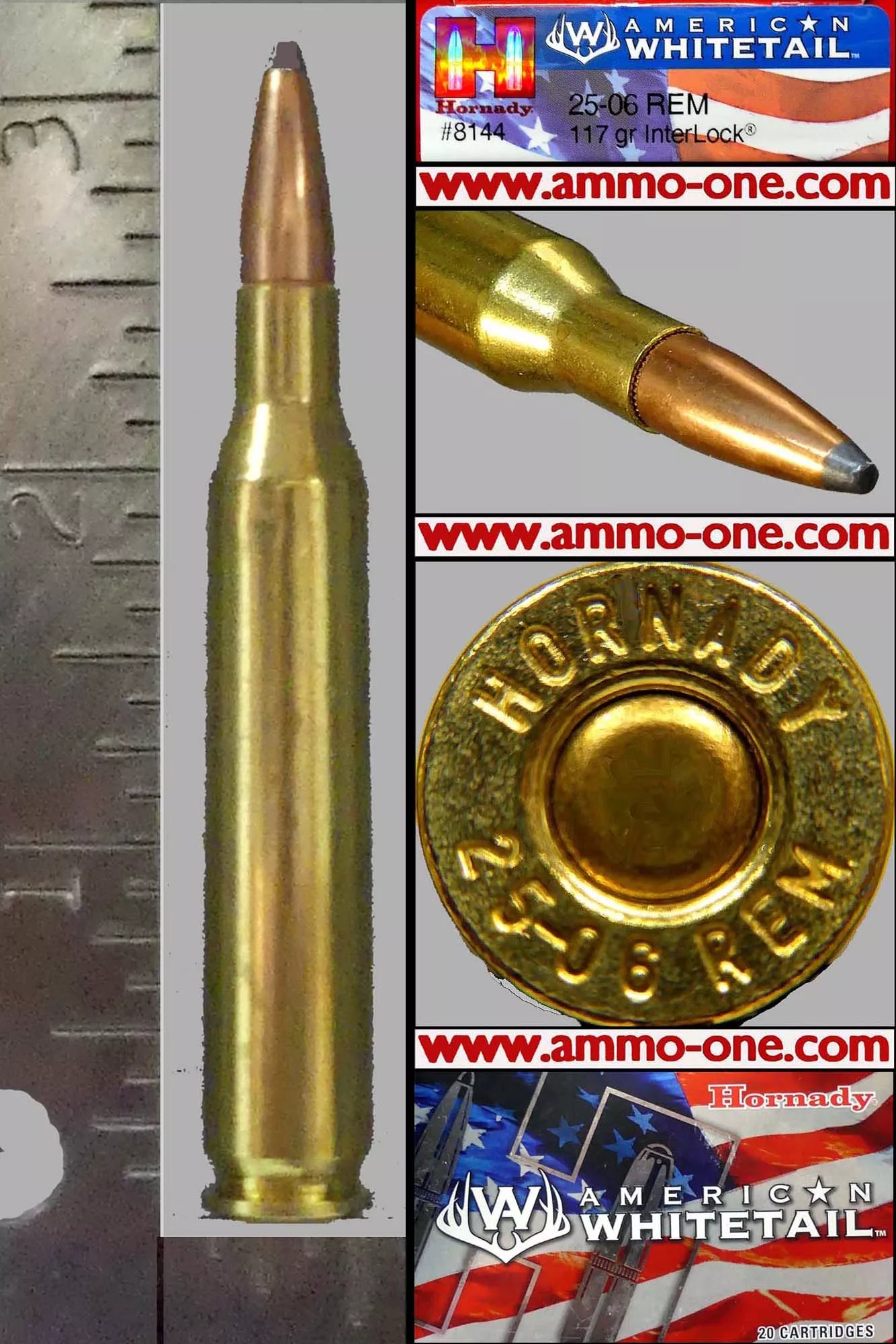 .25-06 Remington by Hornady, 117 gr. JSP, 1 Cartridge not a Box! – Ammo-One1