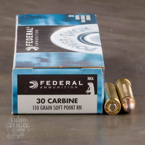 30 Carbine Ammo - 20 Rounds of 110 Grain Soft-Point (SP) by Federal