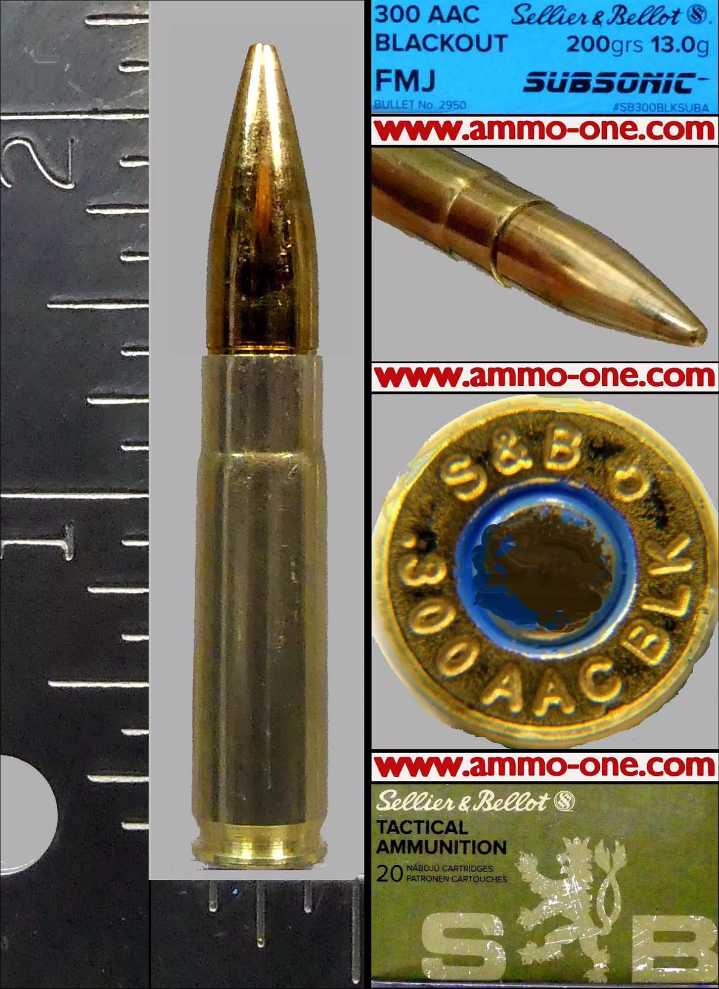 .300 Blackout by S&B, FMJ, Subsonic, One Cartridge not a Box – Ammo-One1