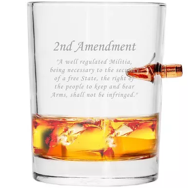 .308 Caliber Bullet Whiskey Glass – 2nd Amendment engraved