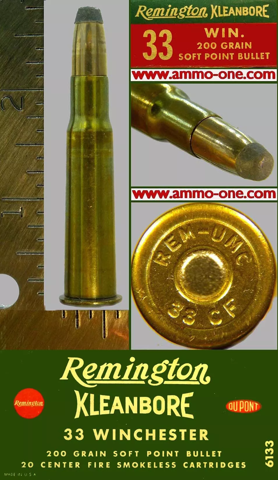 .33 Win. by REM-UMC, Older “Raised” Headstamp, One Cartridge, not a Box! – Ammo-One1