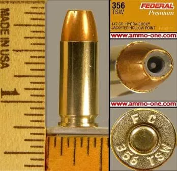 .356 TSW by Federal, “Hydra-Shok” JHP, One Cartridge, not a Box. – Ammo-One1