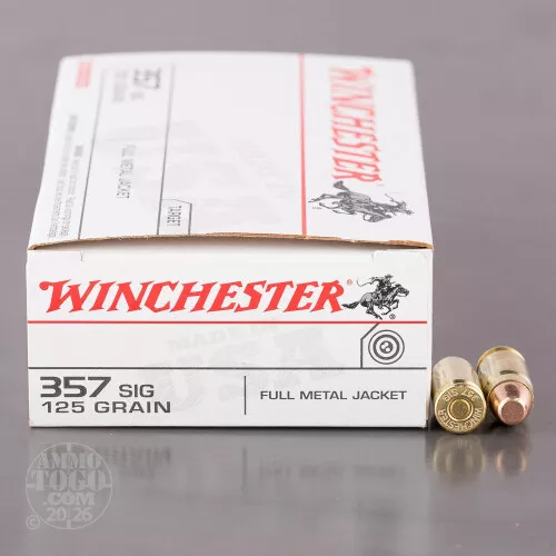 357 Sig Ammunition for Sale. Winchester 125 Grain Full Metal Jacket (FMJ) – 50 Rounds