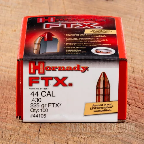 .430″ Hornady FTX 44 Magnum 225 Grain PT Bullets – 100