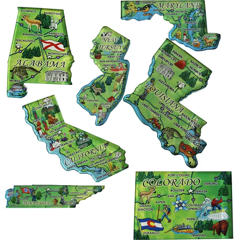 50 US Acrylic State Map Magnet Set (plus District of Columbia)