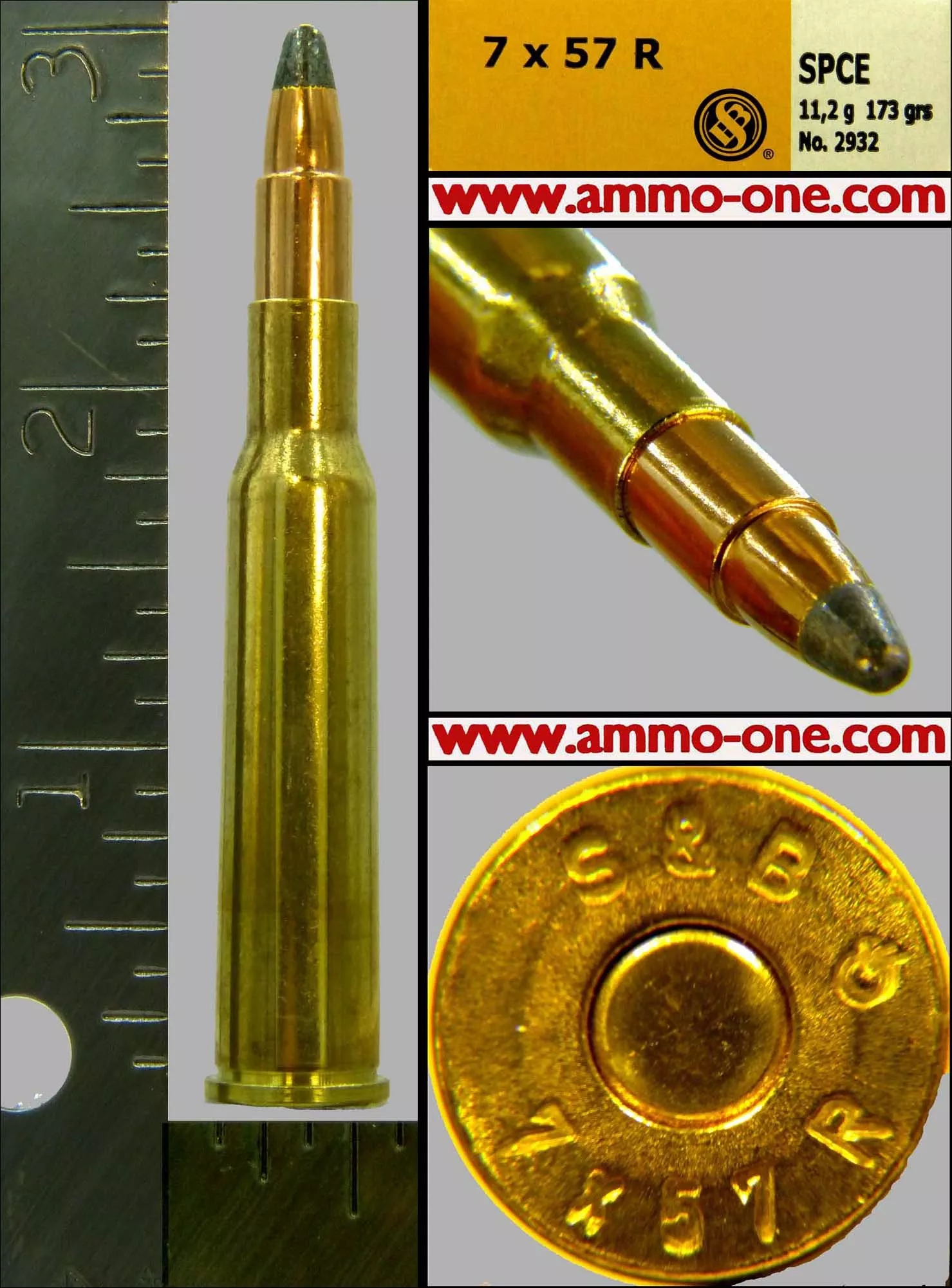 7x57Rmm, Mauser, Rimmed, by S&B, JSP, Box of 20 cartridges - Ammo-One1