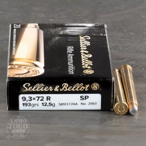 9.3x72 Ammunition for Sale. Sellier & Bellot 193 Grain Soft-Point (SP) - 20 Rounds
