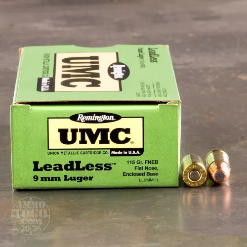 9mm Luger (9x19) Ammunition for Sale. Remington 115 Grain Flat Nose Enclosed Base (FNEB) - 50 Rounds