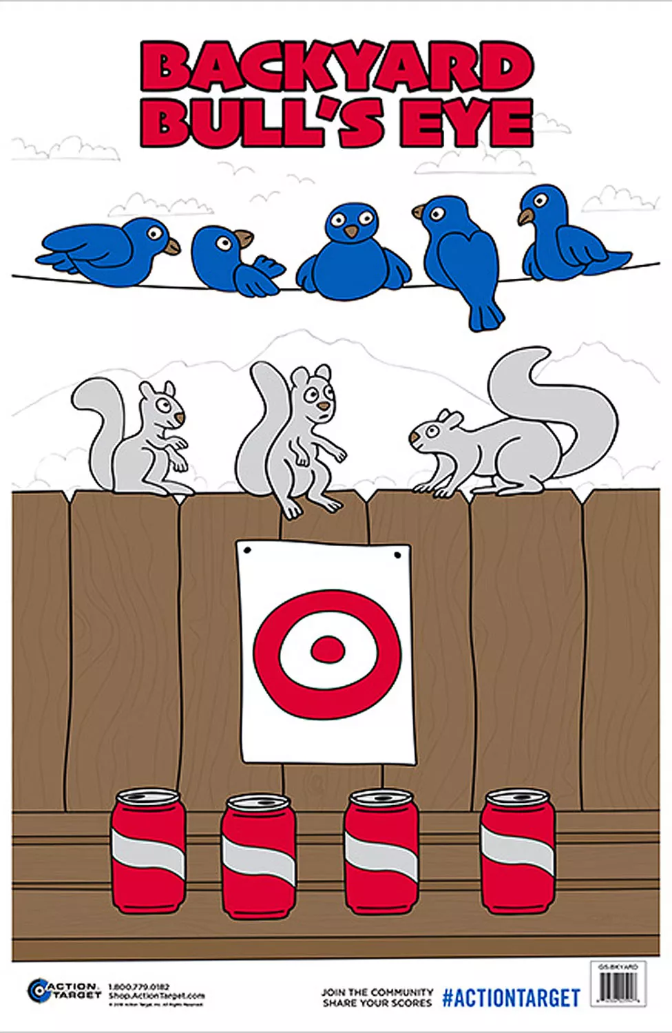 ACTION TARGET INC GS-BKYARD-100 Action Back Yard Bull’s-Eye Hanging Paper 23″ x 35″ Animals/Cans/Target Multi 100 Per Box – White Birch Armory