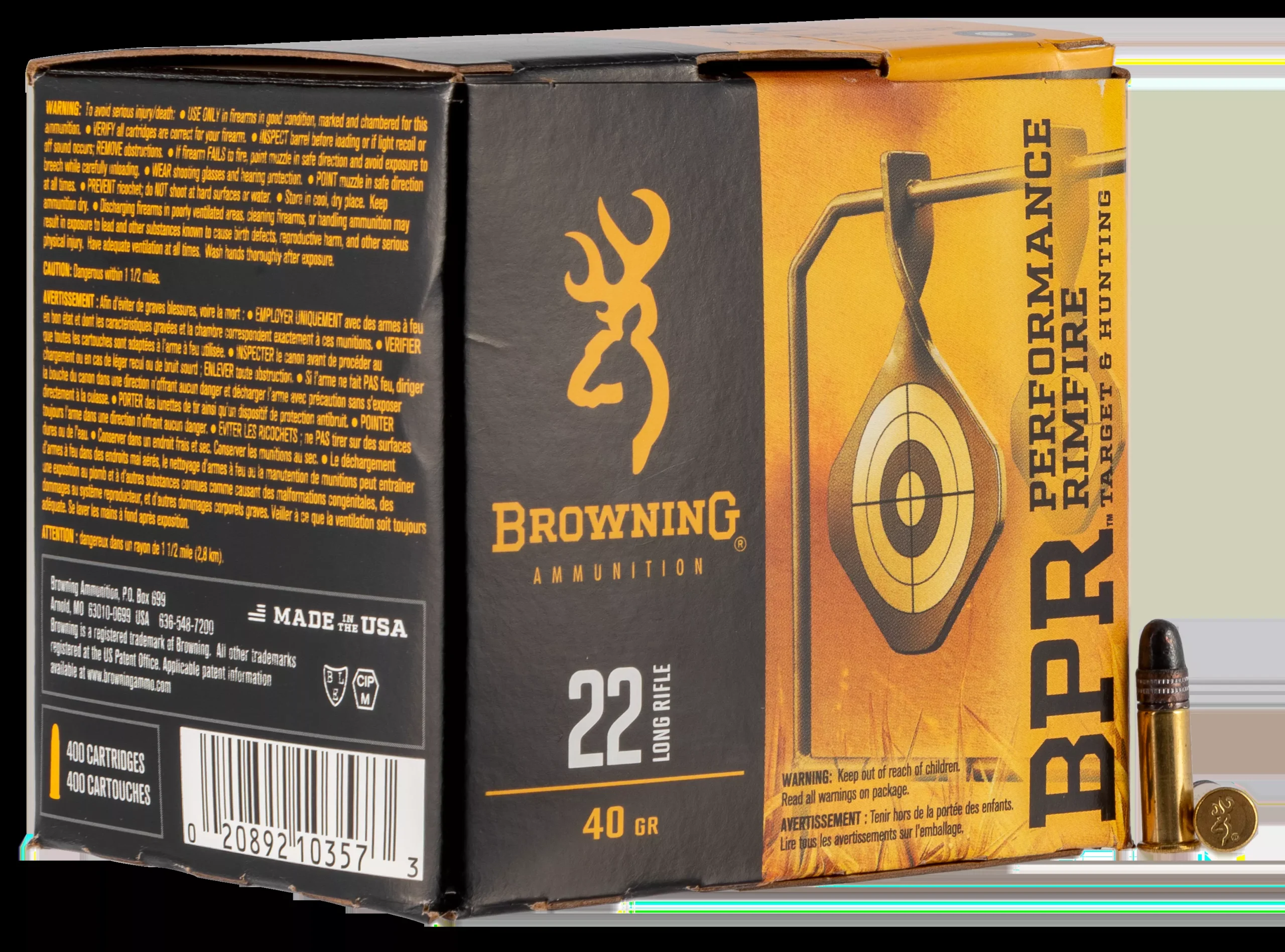 Browning Ammo BPR 22lr 40gr Lead 400rd Bx / 4 Cs