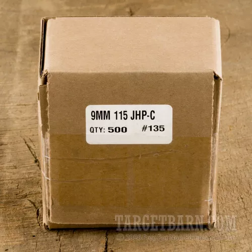 Bullets: 9mm 115 grain plated bullets JHP – 1000 Case