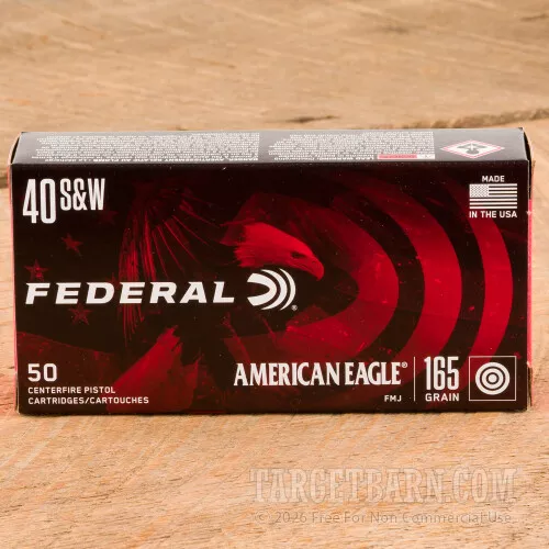 Federal American Eagle 40 S&W 165 Grain FMJ Cartridges - 1000