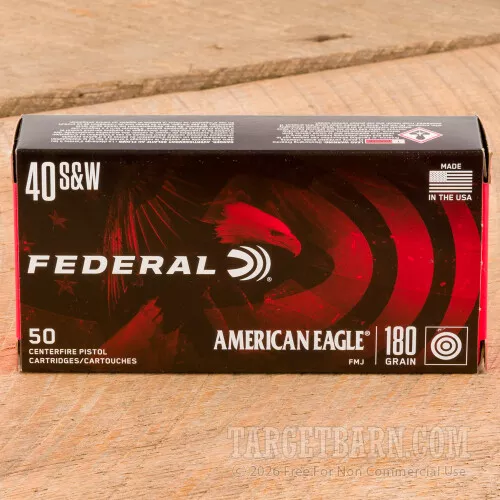 Federal American Eagle 40 S&W 180 Grain FMJ – (500 Rounds)