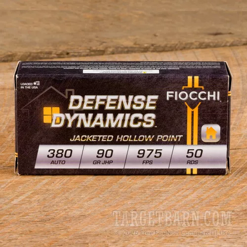 Fiocchi 380 ACP 90 Grain JHP – 1000 Rounds