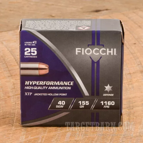 Fiocchi 40 S&W 155 Grain JHP - 25 Rounds