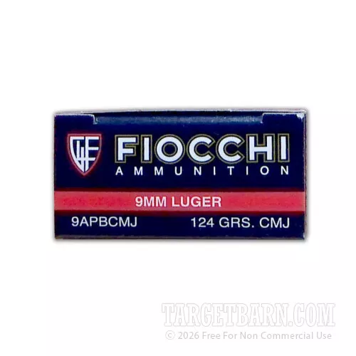 Fiocchi 9mm Luger 124 Grain CMJ – 50 Rounds