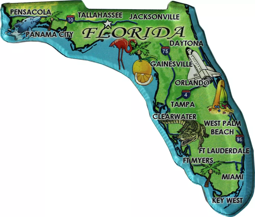 Florida Acrylic State Map Magnet