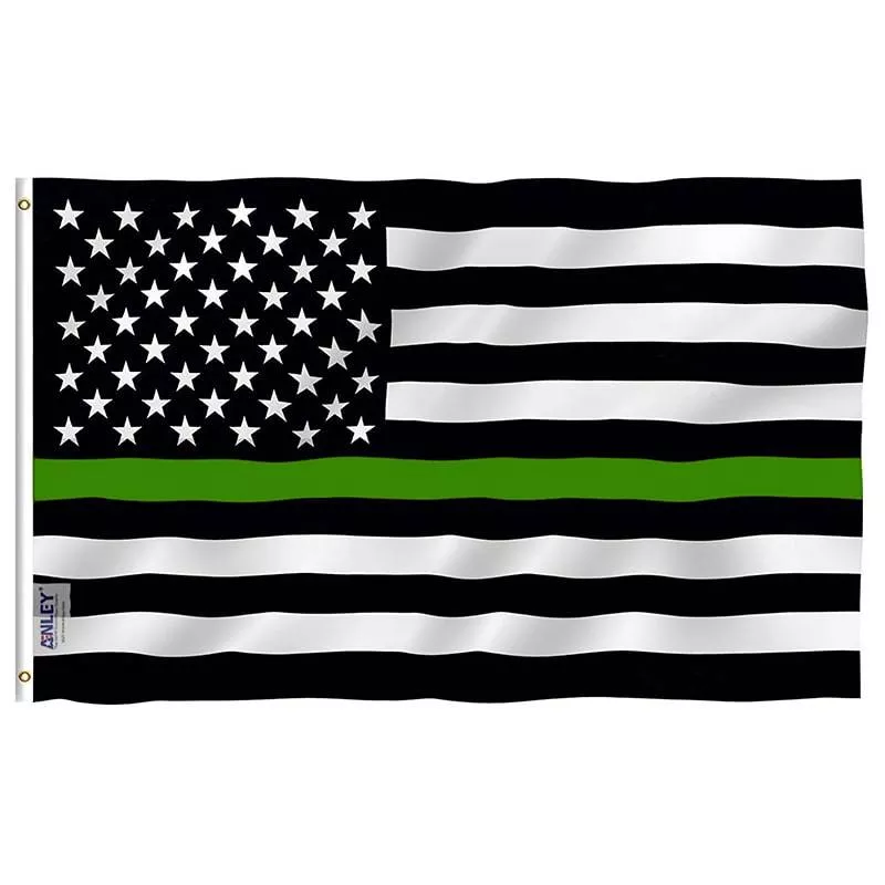 Fly Breeze 3x5 Foot Thin Green Line USA Flag