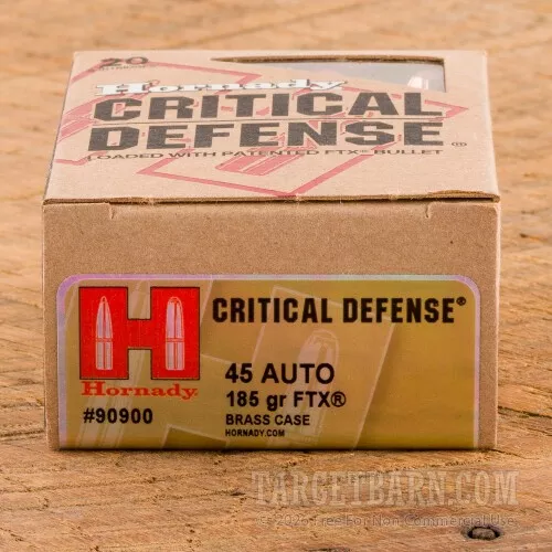 Hornady Critical Defense 45 ACP 165 Grain FTX HP – 20 Rounds