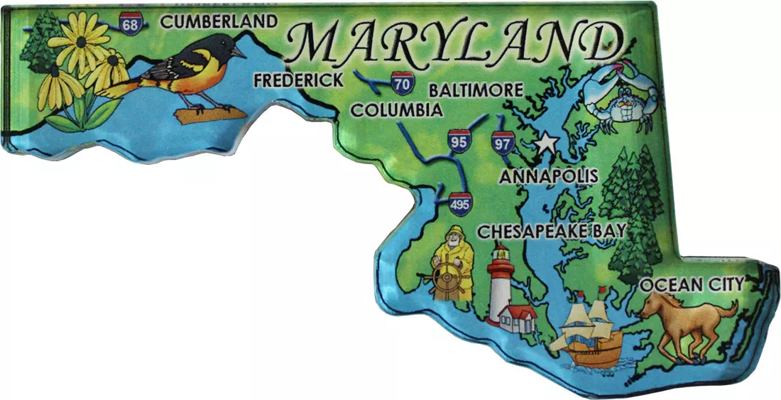 Maryland Acrylic State Map Magnet