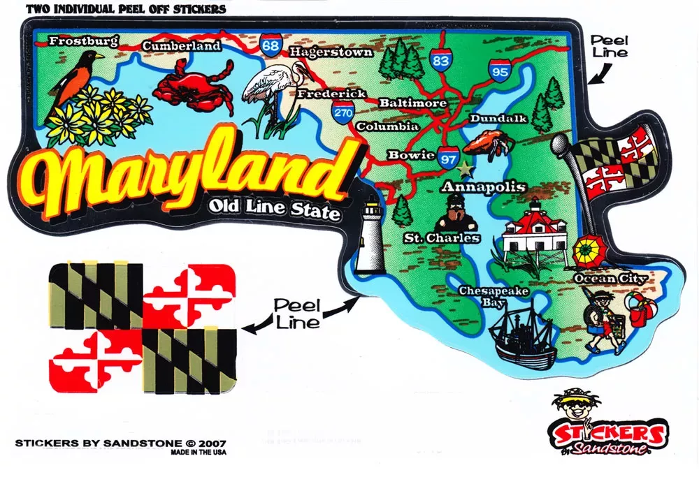 Maryland State Map Die Cut Sticker