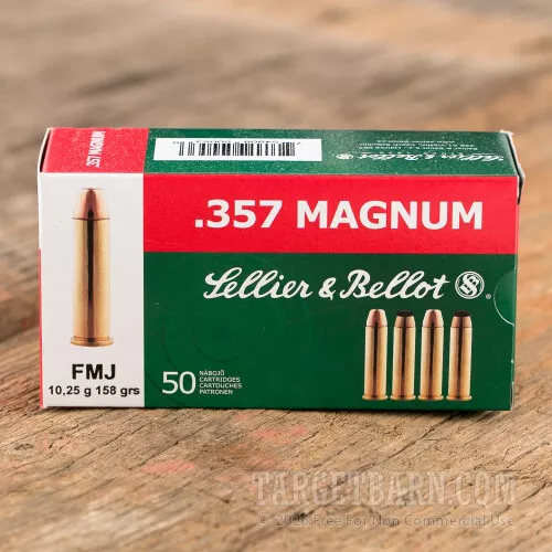 Sellier & Bellot 357 Magnum 158 Grain FMJ Cartridges – 50