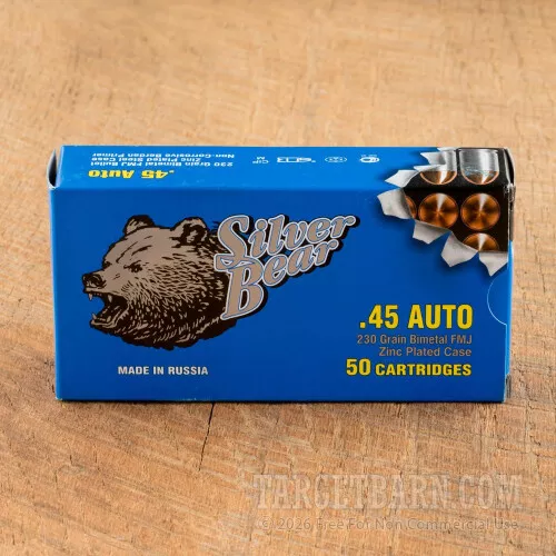 Silver Bear 45 ACP 230 grain FMJ – 50 Rounds