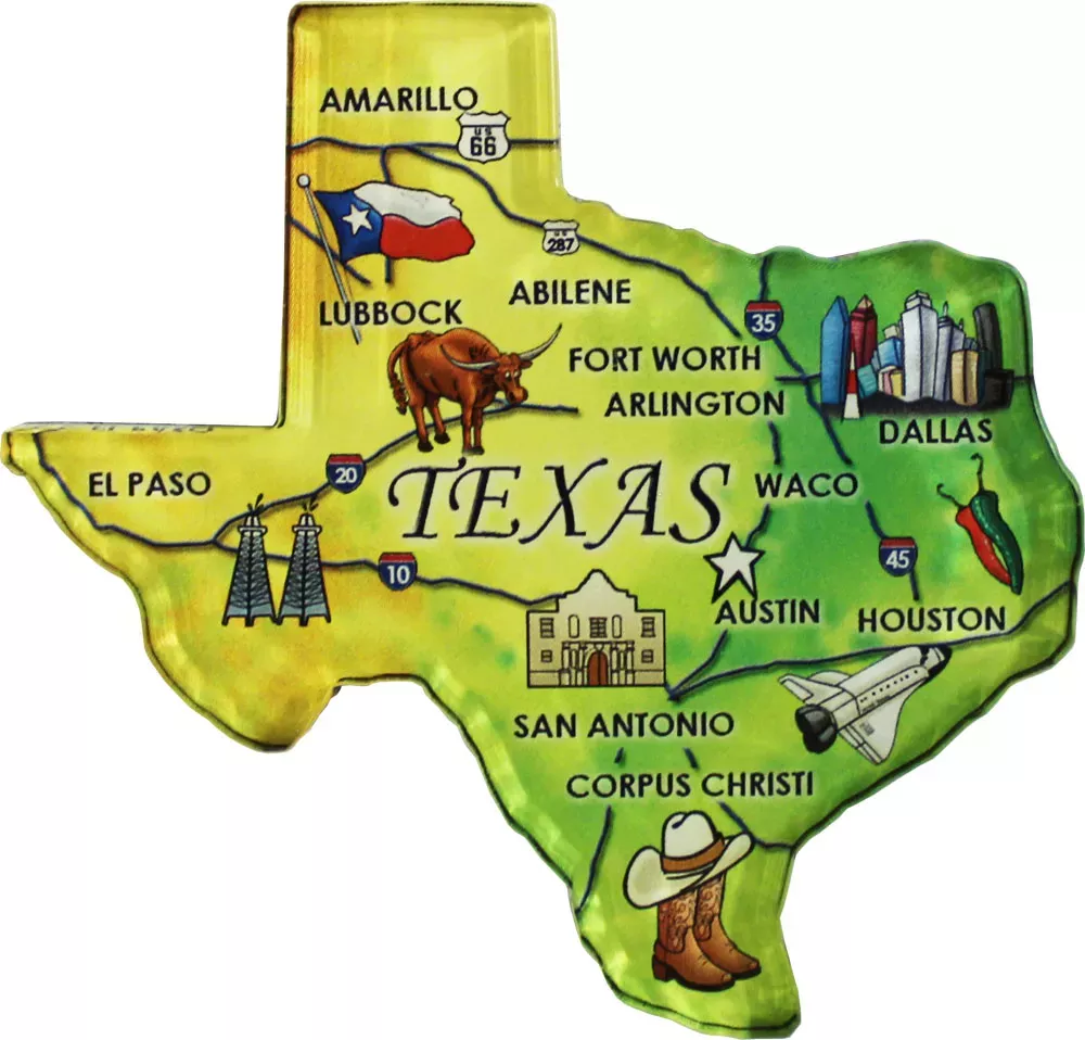 Texas Acrylic State Map Magnet