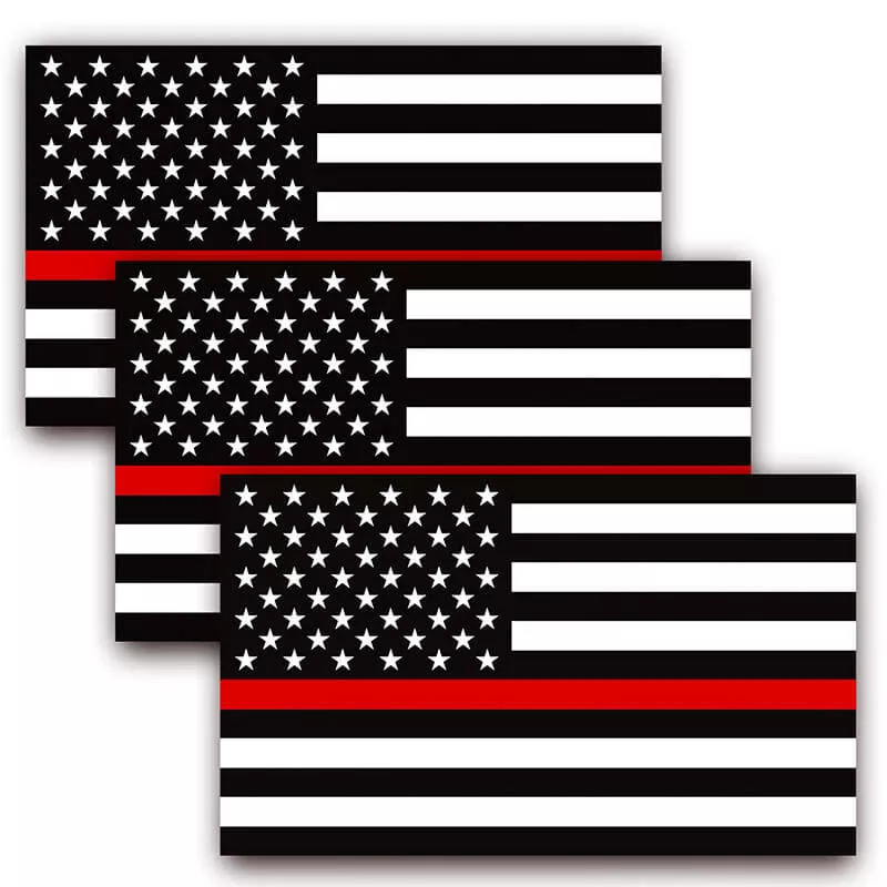 Thin Red Line Flag Decal 5x3 Inch