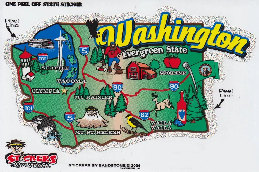 Washington State Map Die Cut Sticker