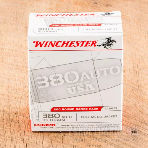 Winchester 380 ACP 95 Grain FMJ – 100