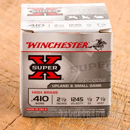 Winchester 410 Bore 2-1/2” 1/2 oz #7.5 Shot – 25 Rounds