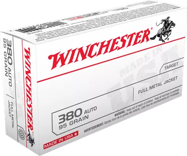 Winchester Ammunition - 380 ACP - 95 Grain Full Metal Jacket - 500 Rounds - Brass Case