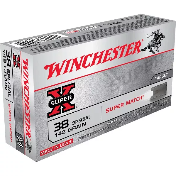 Winchester Super-X 38 Special Ammunition 148 Grain Wad Cutter Box of 50