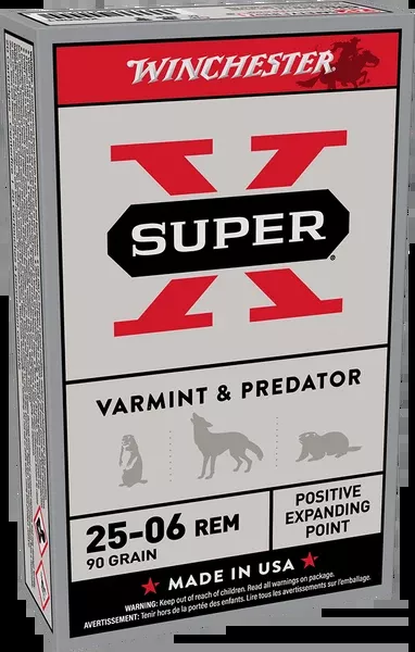 Winchester Super-X Ammunition - 25-06 Remington - 90 Grain Positive Expanding Point - 20 Rounds - Brass Case