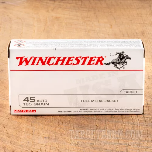 Winchester USA 45 ACP 185 Grain FMJ - 500 Rounds