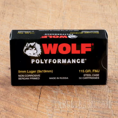 Wolf WPA Polyformance 9mm Luger 115 Grain FMJ – 500 Rounds