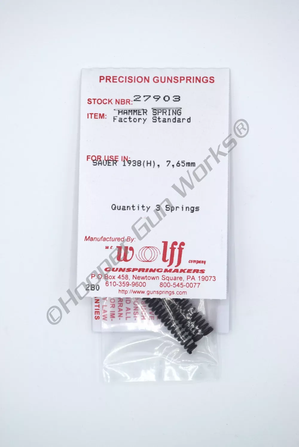 Wolff SAUER 1938(H) 7.65M STD HAMMER SPRING Pak of 3 27903