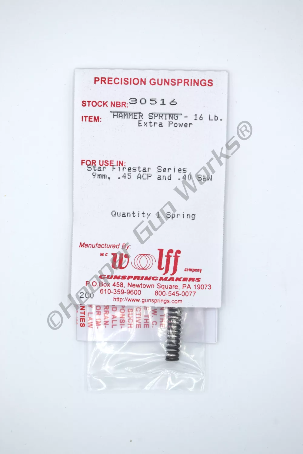 Wolff STAR FIRESTAR XP HAMMER SPRING 16LB Pak of 1